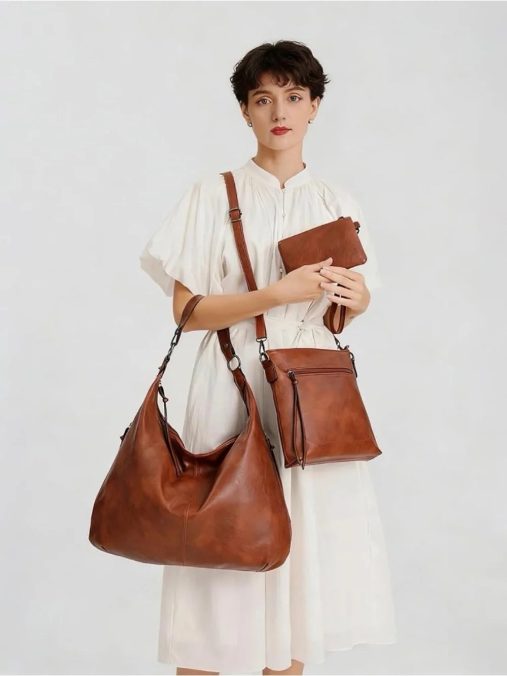 NWT - Auralith Soft Leather Handbags for Women - 3 Piece Set